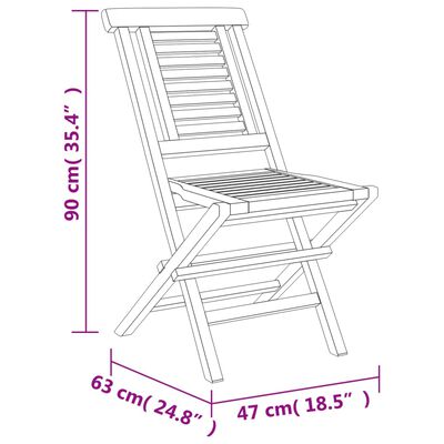 vidaXL Skladacie záhradné stoličky 4 ks 47x63x90 tíkový masív