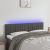 vidaXL Čelo postele s LED tmavosiv&eacute; 144x5x78/88 cm zamat
