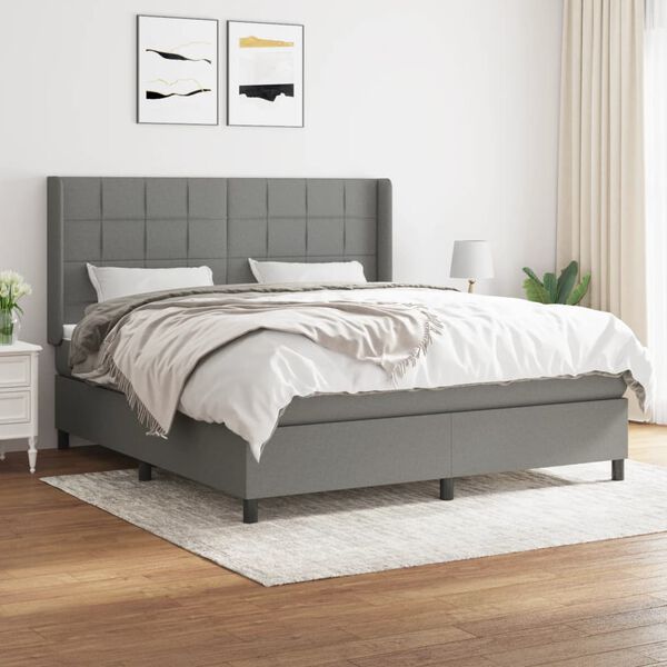 vidaXL Boxspring posteľ s matracom tmavosiv&aacute; 160x200 cm l&aacute;tka