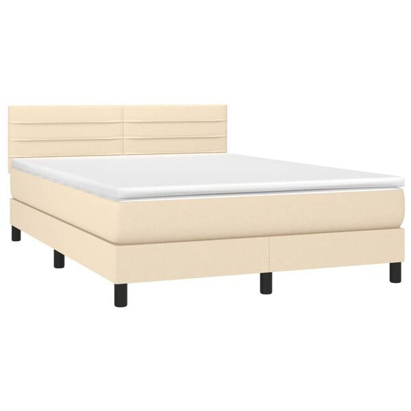 vidaXL Boxspring posteľ s matracom kr&eacute;mov&yacute; 140x190 cm l&aacute;tka