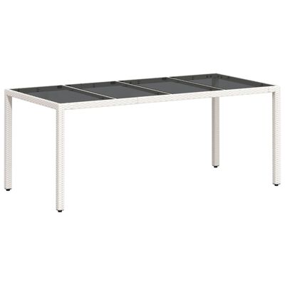 vidaXL Záhradný stôl so sklenenou doskou biely 190x90x75 cm polyratan