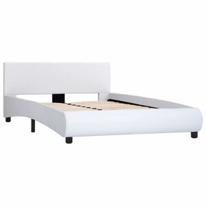 vidaXL Posteľn&yacute; r&aacute;m s LED, biely, umel&aacute; koža 140x200 cm