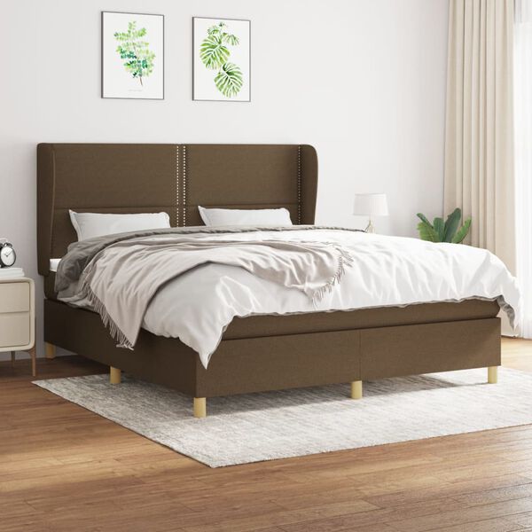 vidaXL Boxspring posteľ s matracom tmavohned&aacute; 160x200 cm l&aacute;tka