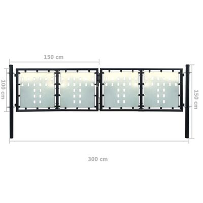 vidaXL Čierna jednokrídlová plotová brána 300x150 cm
