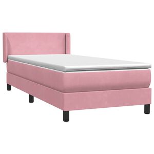 vidaXL Posteľn&yacute; r&aacute;m boxsping s matracom ružov&yacute; 90x220 cm zamat
