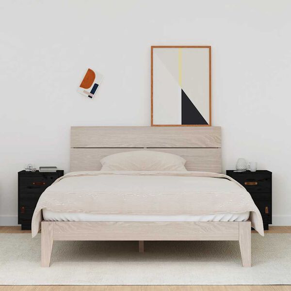 vidaXL Nočné stolíky 2 ks čierne 40x34x55 cm borovicový masív