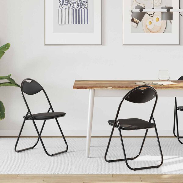 vidaXL Skladacia stolička 2 pcs Čierny 48 x 43,5 x 81 cm Umel&aacute; koža