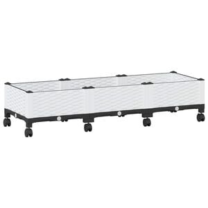 vidaXL Z&aacute;hradn&yacute; črepn&iacute;k s kolieskami Biela 120 x 40 x 33 cm PP