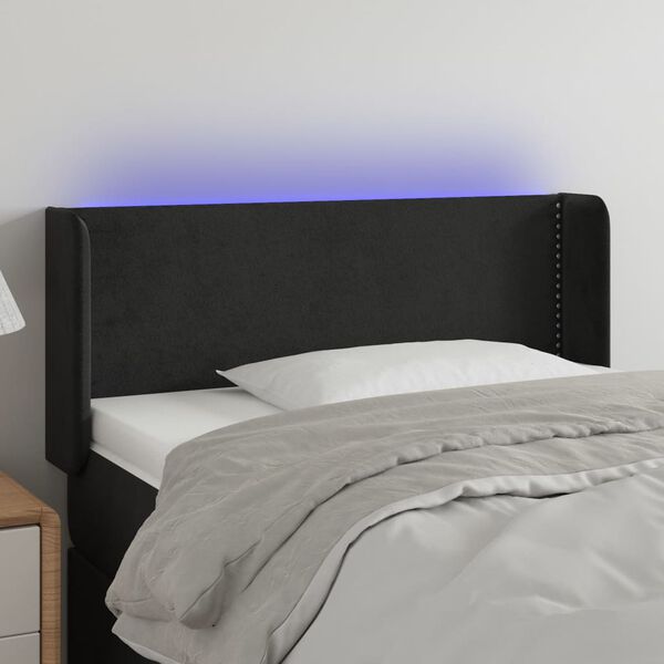 vidaXL Čelo postele s LED čierne 93x16x78/88 cm zamat