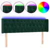 vidaXL Čelo postele s LED tmavozelen&eacute; 147x16x78/88 cm zamat