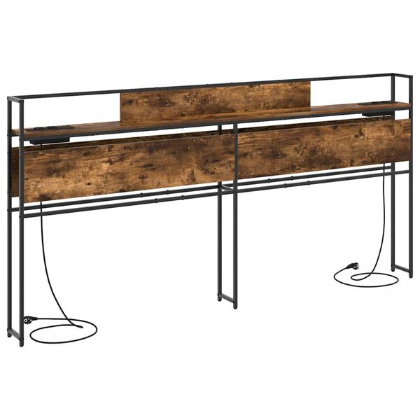 vidaXL &Uacute;ložn&eacute; čelo s poličkou Tmav&yacute; dub 200 cm Kompozitn&eacute; drevo