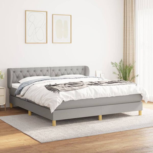 vidaXL Boxspring posteľ s matracom svetlosiv&aacute; 100x200 cm l&aacute;tka