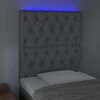 vidaXL Čelo postele s LED bledosiv&eacute; 80x7x118/128 cm l&aacute;tka
