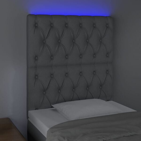 vidaXL Čelo postele s LED bledosiv&eacute; 80x7x118/128 cm l&aacute;tka