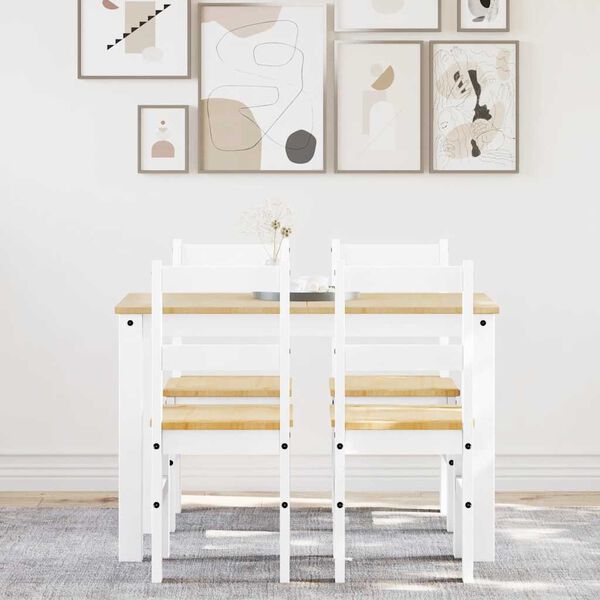 vidaXL 5-dielna jedálenská súprava Panama, biela borovicový masív