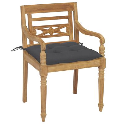 vidaXL Batavia stoličky s podložkami 6 ks tíkový masív