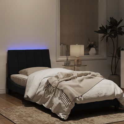 vidaXL Rám postele s LED svetlami čierny 90x200 cm zamat