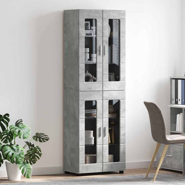 vidaXL Highboard s poličkou FLORIN Bet&oacute;nov&aacute; &scaron;ed&aacute; 60 x 35 x 182 cm