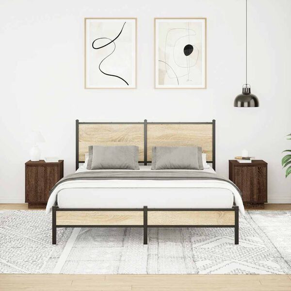 vidaXL Nočn&eacute; skrinky s LED osvetlen&iacute;m 2 ks Hned&yacute; dub 38x34x50 cm