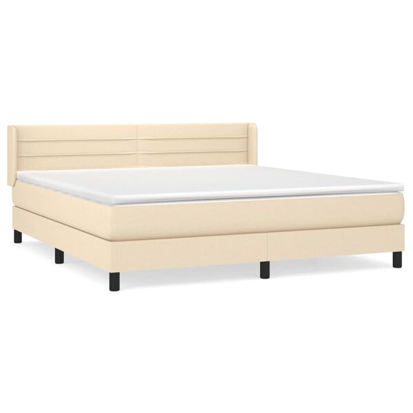 vidaXL Posteľn&yacute; r&aacute;m boxspring s matracom kr&eacute;mov&yacute; 160x200 cm l&aacute;tka