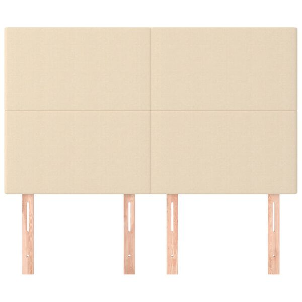 vidaXL Čelo postele kr&eacute;mov&eacute; 144x5x118/128 cm l&aacute;tkov&eacute;