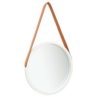 vidaXL Nástenné zrkadlo s popruhom biele 40 cm
