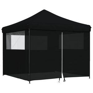 vidaXL Skladac&iacute; pop-up p&aacute;rty stan so 4 bočn&yacute;mi stenami čierny