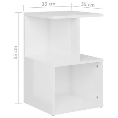 vidaXL Nočný stolík, lesklý biely 35x35x55 cm, kompozitné drevo