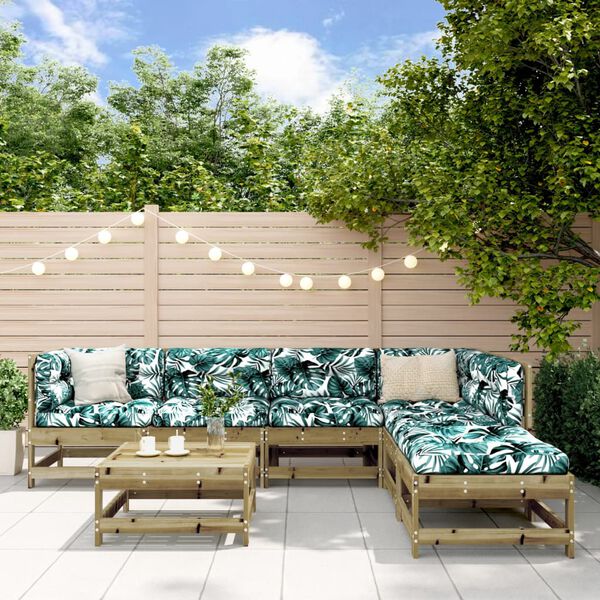 vidaXL 7-dielna z&aacute;hradn&aacute; sedacia s&uacute;prava s vank&uacute;&scaron;mi impreg. borovica