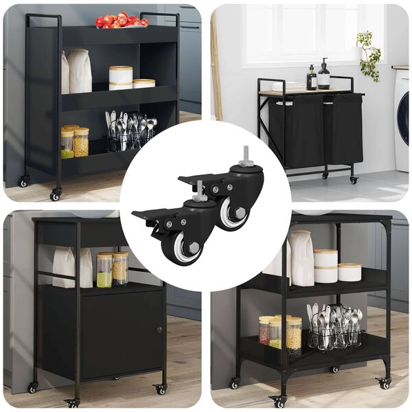 vidaXL Kolieska 2 pcs Čierna M6 x 37 mm Železo a nylon