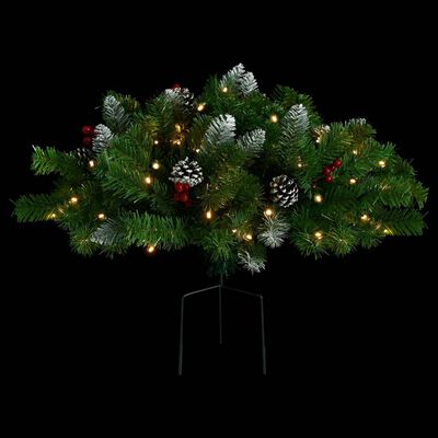 vidaXL Osvetlený umelý vianočný stromček k chodníku, zelený 40 cm, PVC