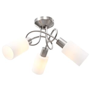 vidaXL Stropn&aacute; lampa+keramick&eacute; tienidl&aacute; na 3 žiarovky E14, biely kužeľ