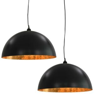 vidaXL Stropn&eacute; svietidl&aacute; 2 ks čierne a zlat&eacute; polguľov&eacute; 50 cm E27