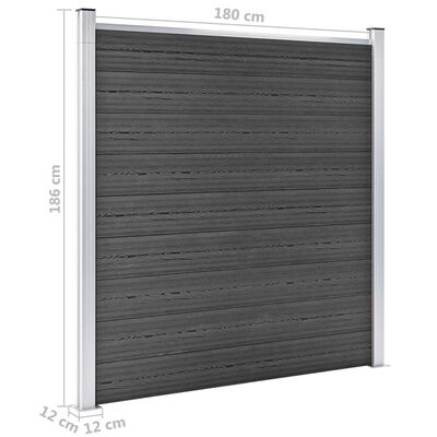 vidaXL Sada plotových panelov WPC 1311x(105-186) cm čierna