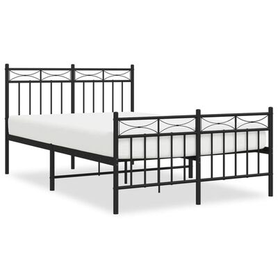 vidaXL Kovový rám postele s čelom a podnožkou čierny 120x190 cm
