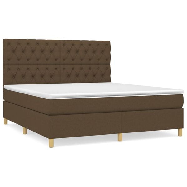 vidaXL Boxspring posteľ s matracom tmavohned&aacute; 160x200 cm l&aacute;tka