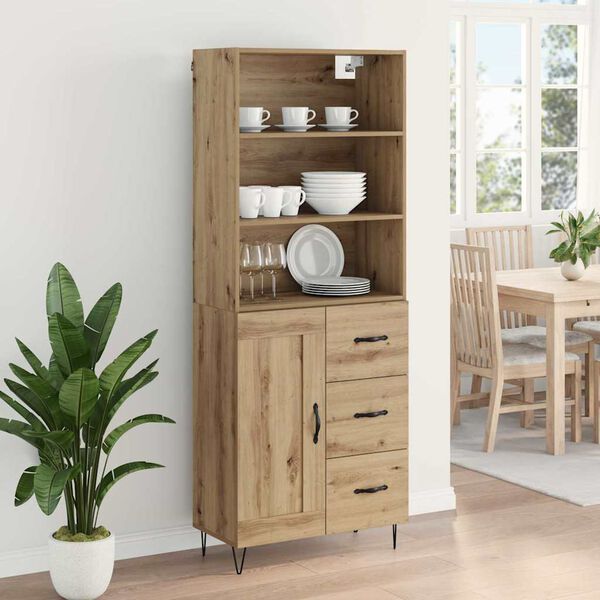 vidaXL Highboard so z&aacute;suvkou 2 pcs Remeseln&yacute; dub Kompozitn&eacute; drevo