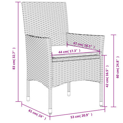 vidaXL Záhradné stoličky so sedákmi 2 ks svjetlosivé polyratanové