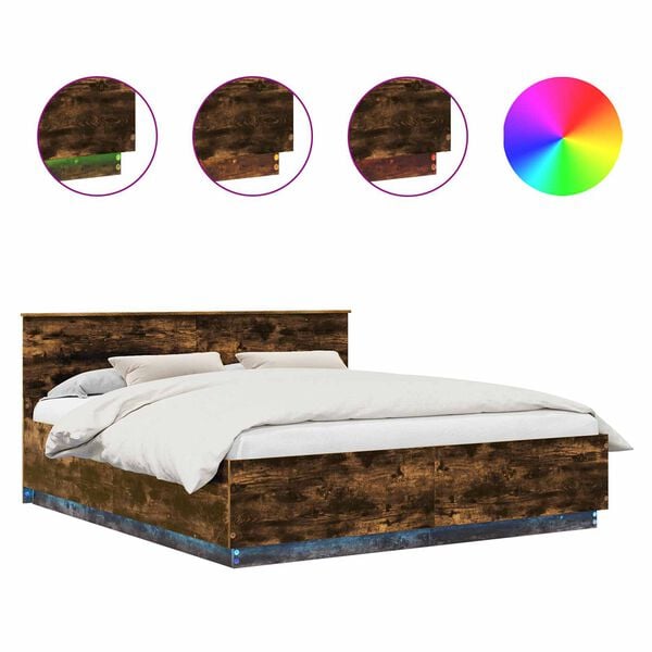 vidaXL R&aacute;m postele Dymov&aacute; dub 200 x 200 cm Kompozitn&eacute; drevo