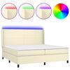 vidaXL Boxspring posteľ s matracom a LED kr&eacute;mov&aacute; 200x200 cm umel&aacute; koža
