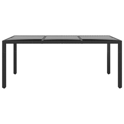 vidaXL Záhradný stôl 190x90x75 cm tvrdené sklo a polyratan čierny