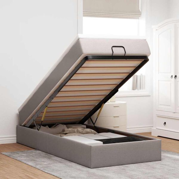 vidaXL Osmansk&yacute; r&aacute;m postele s matracom sivohned&aacute; 100x200 cm l&aacute;tka