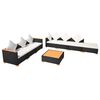 vidaXL 8-dielna z&aacute;hradn&aacute; sedacia s&uacute;prava+podložky, polyratan, čierna