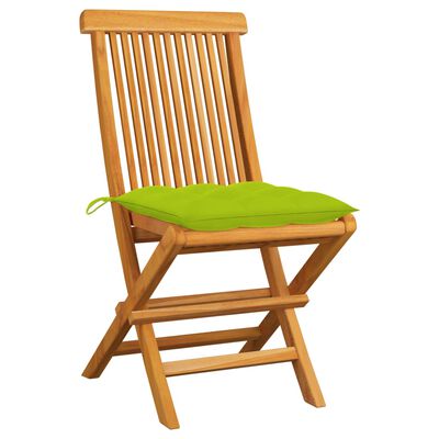 vidaXL Záhradné stoličky so žiarivo zelenými podložkami 2 ks tíkový masív