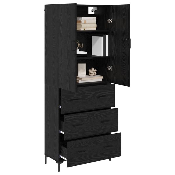 vidaXL Highboard Čierny dub 69,5 x 34 x 180 cm Kompozitn&eacute; drevo