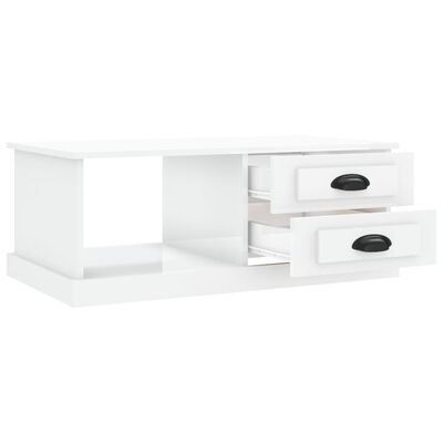 vidaXL Konferenčný stolík lesklý biely 90x50x35 cm kompozitné drevo