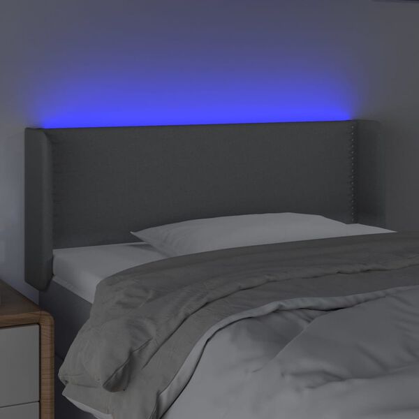 vidaXL Čelo postele s LED bledosivé 103x16x78/88 cm látka