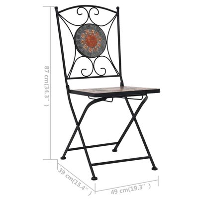 vidaXL Mozaikové bistro stoličky 2 ks, oranžové/sivé