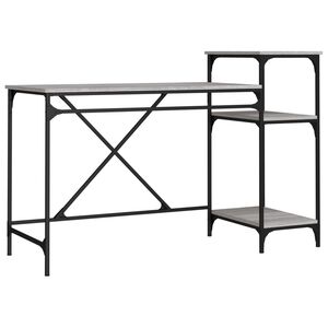 vidaXL St&ocirc;l s policami siv&aacute; sonoma 135x50x90cm spracovan&eacute; drevo železo