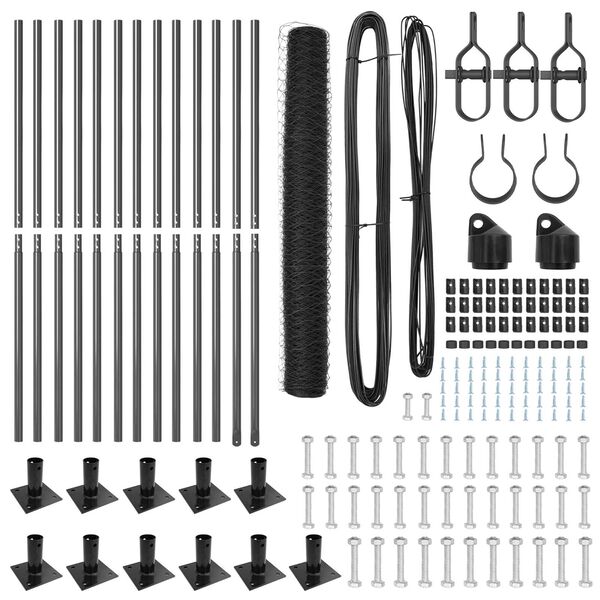vidaXL Stĺp na plot. Siv&aacute; 25 x 0,8 m (36 mm sieť) Ocel a PVC